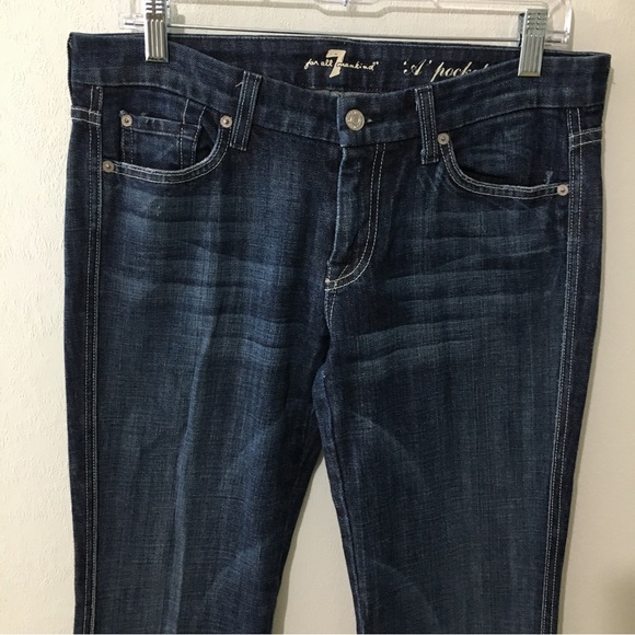 7 For All Mankind Dark Blue Boot Cut Jeans - Picture 3 of 9